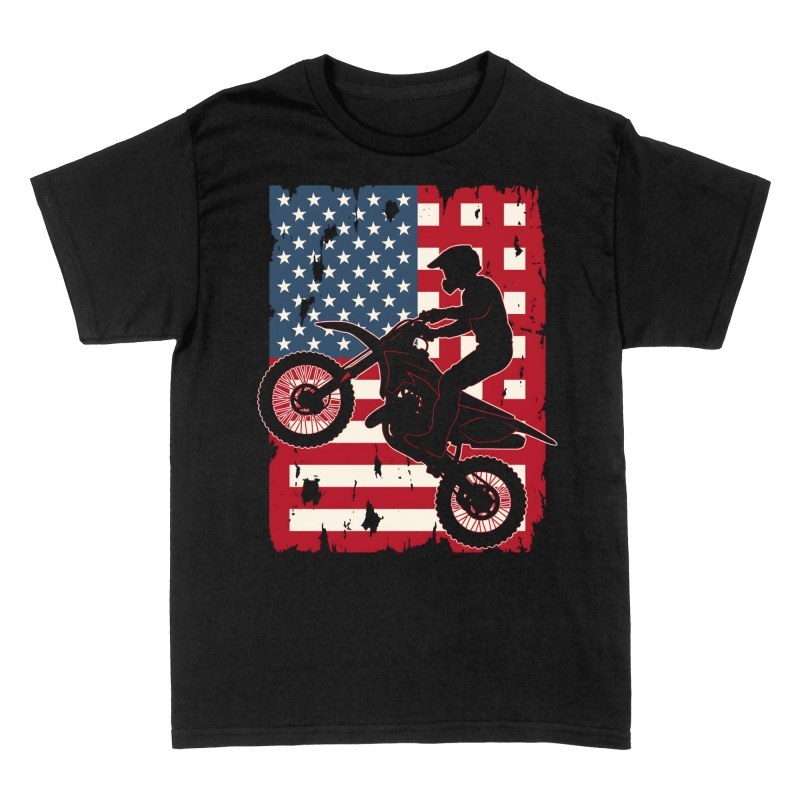 Magliette: Salto motocross bandiera USA grunge
