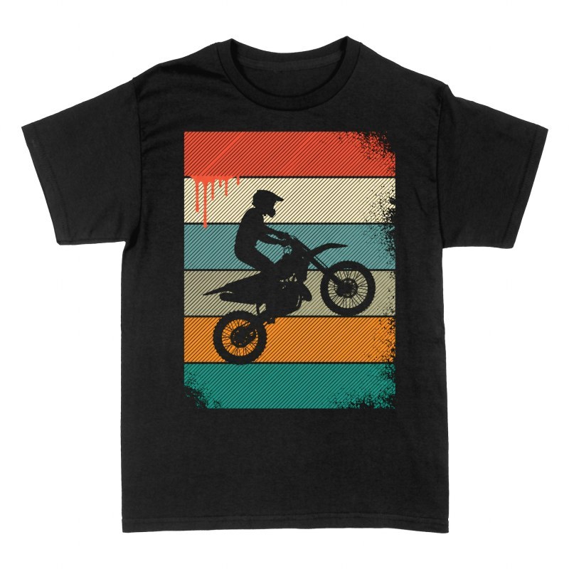 Magliette: Impennata motocross vintage a righe