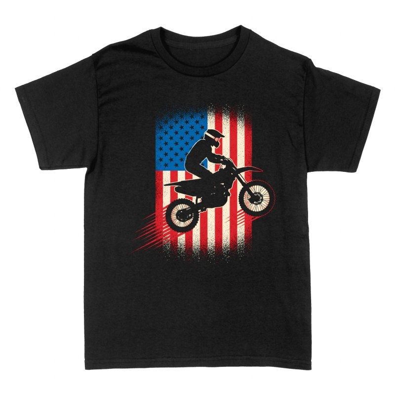 Magliette: Motocross su bandiera americana