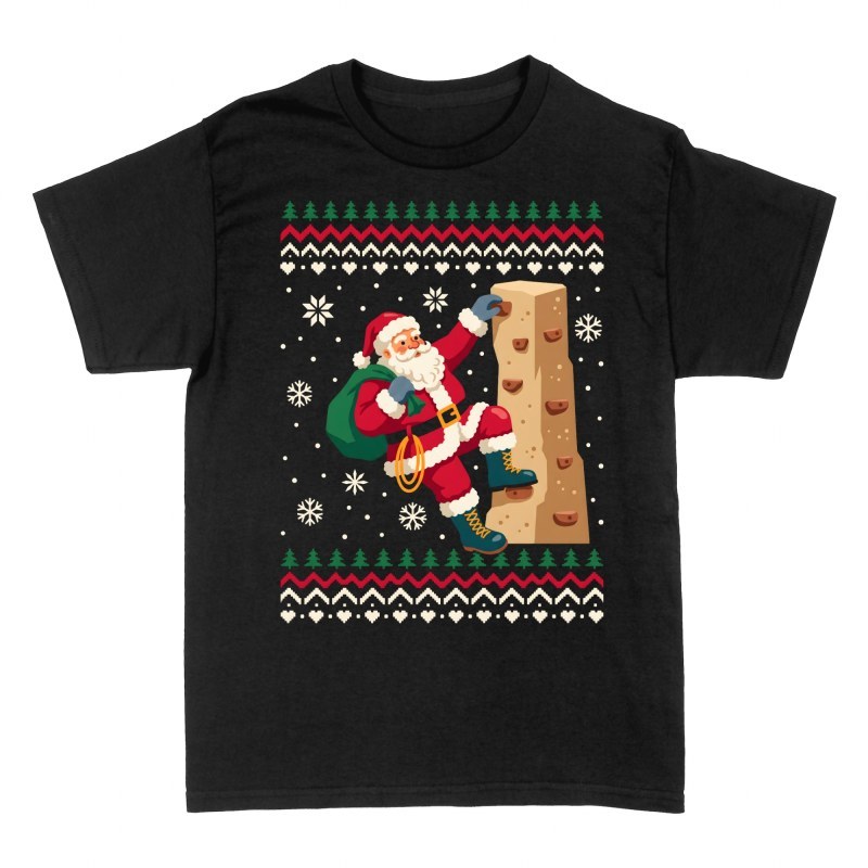Magliette: Babbo Natale scalatore maglione natalizio