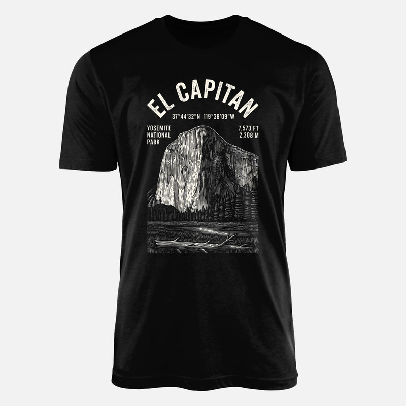 Magliette: El Capitan Yosemite incisione vintage