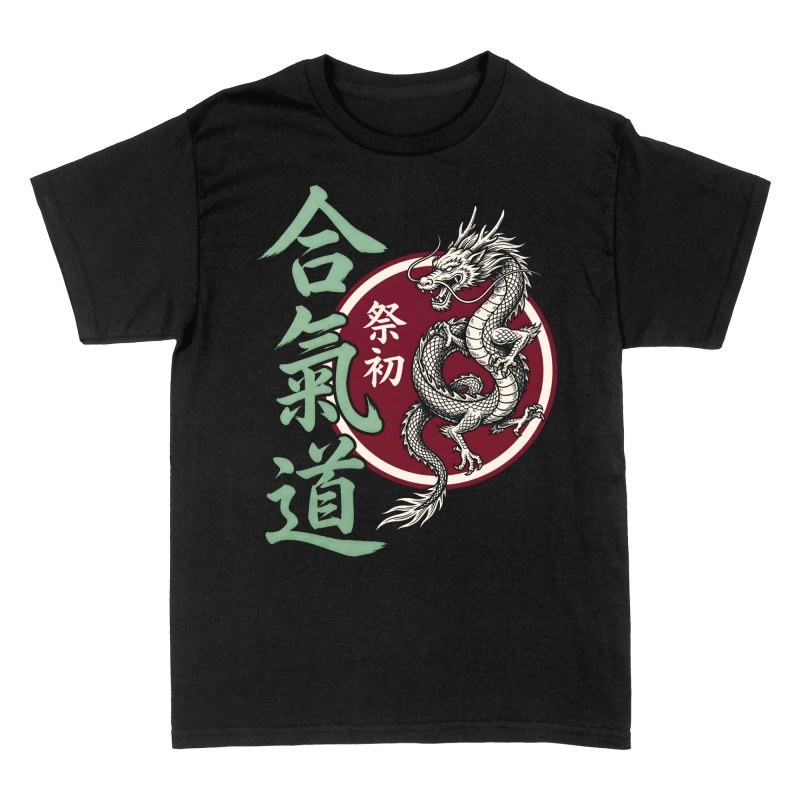Magliette: Dragone giapponese e kanji aikido