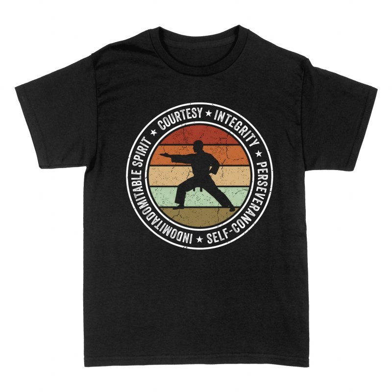 Magliette: Principi del taekwondo tramonto retro
