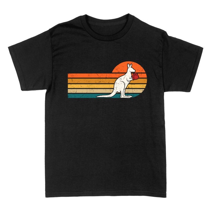 Magliette: Canguro pugile con tramonto vintage