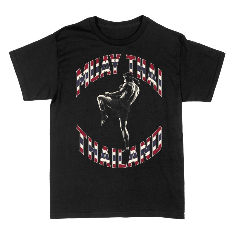 Magliette: Lottatore Muay Thai con bandiera thailandese