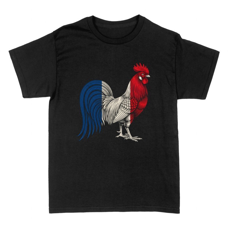 Magliette: Gallo con bandiera francese vintage