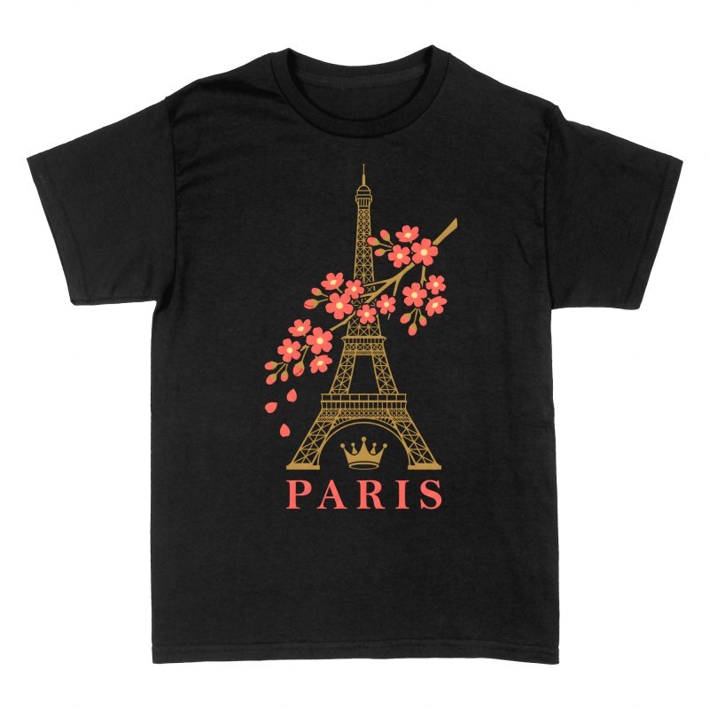Magliette: Torre Eiffel con fiori di ciliegio