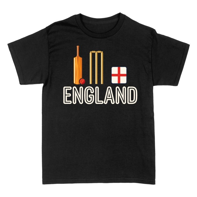 Magliette: Cricket Inghilterra con wicket e bandierina