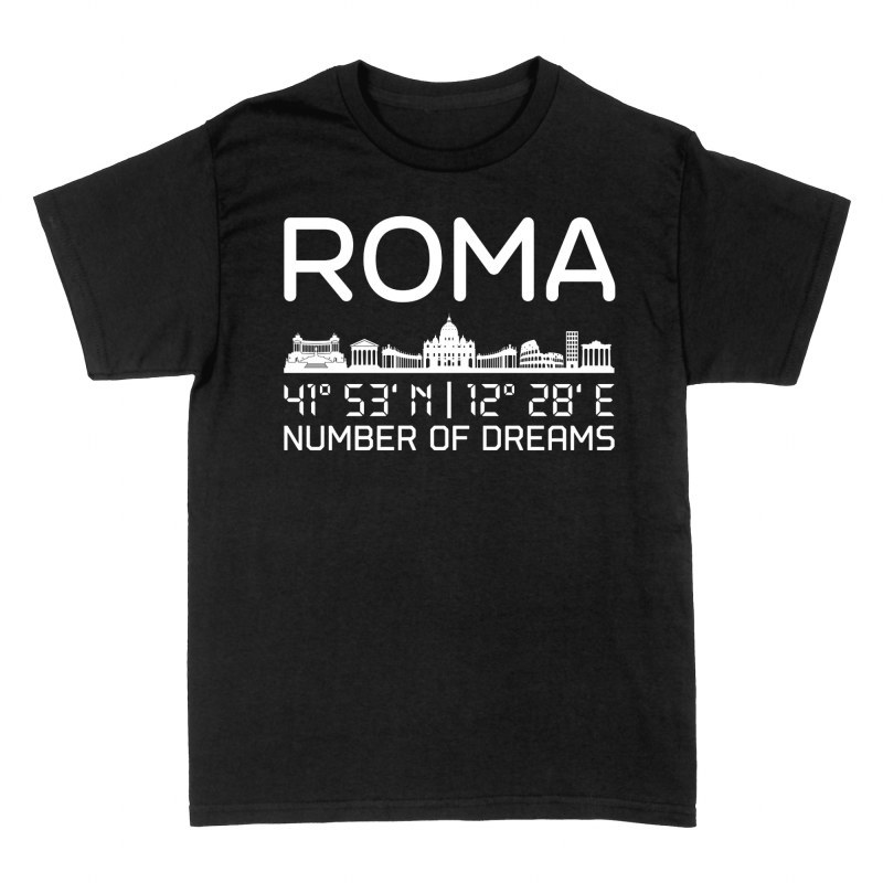 Magliette: Skyline di Roma con coordinate