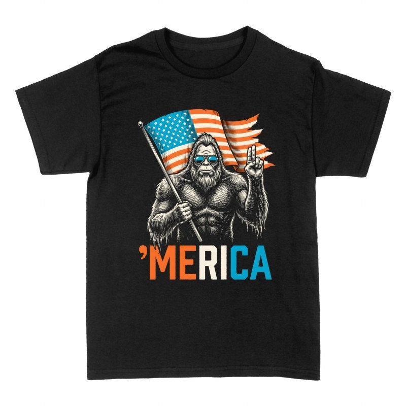 Magliette: Bigfoot patriottico con bandiera americana