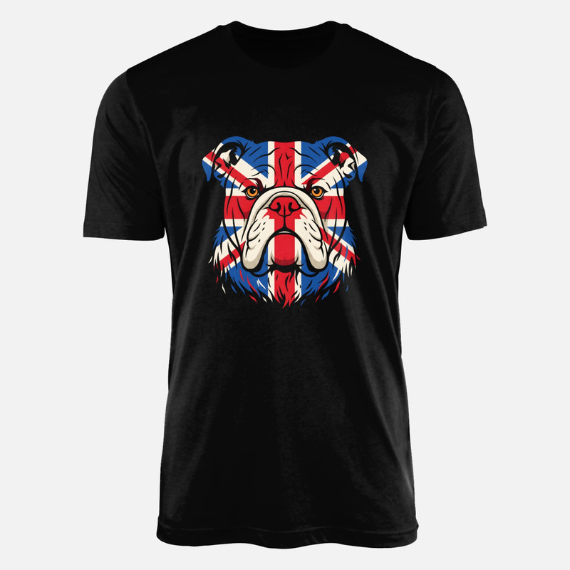 Magliette: Bulldog inglese con bandiera Union Jack