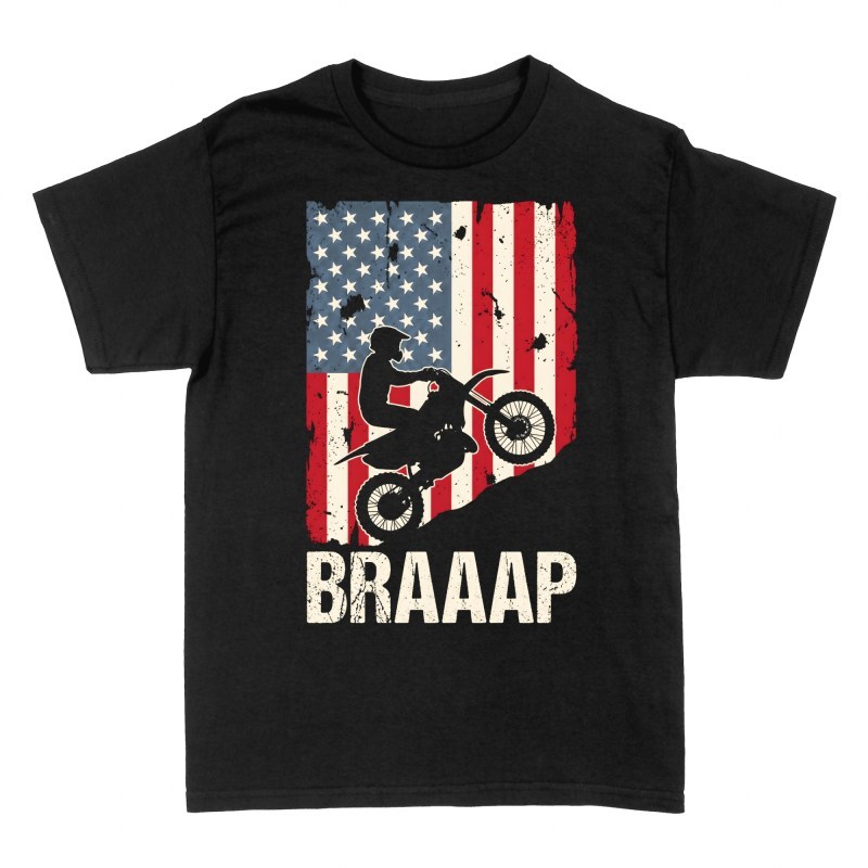 Magliette: Braaap motocross bandiera USA