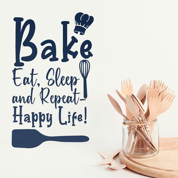 Adesivi Murali: Bake eat, sleep and repeat