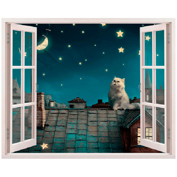 Adesivi Murali: Un gatto sul tetto