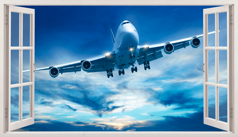Adesivi Murali: Volo in aereo commerciale