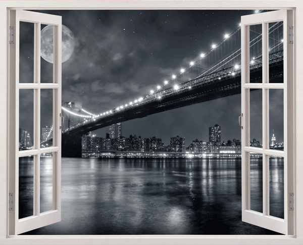 Adesivi Murali: Ponte di Brooklyn (bianco e nero)