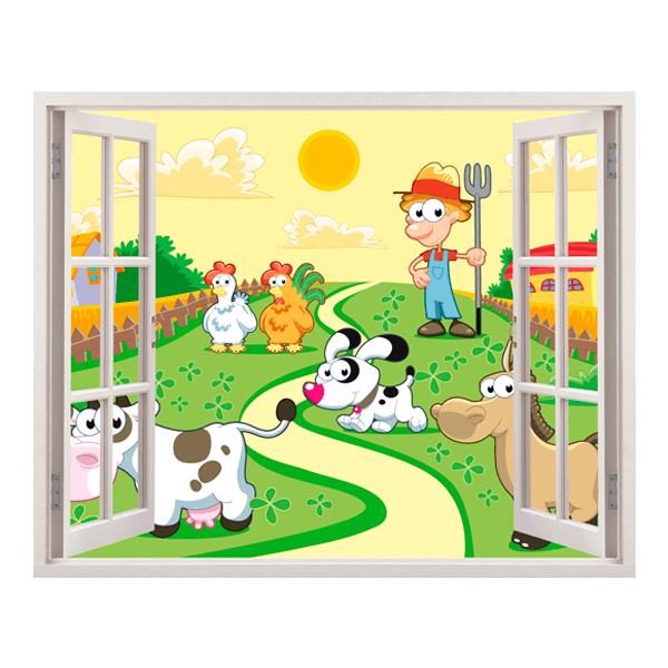 Adesivi per Bambini: Finestra La fattoria