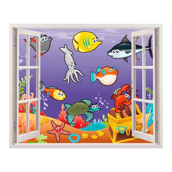 Adesivi per Bambini: Finestra Animali marini 0
