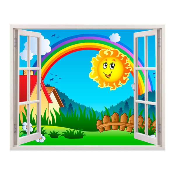 Adesivi per Bambini: Finestra del sole e dell'arcobaleno per bambini