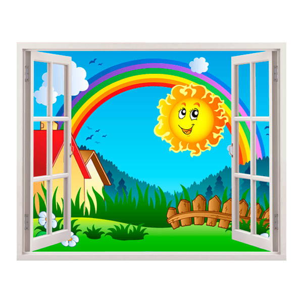 Adesivi per Bambini: Finestra del sole e dell'arcobaleno per bambini