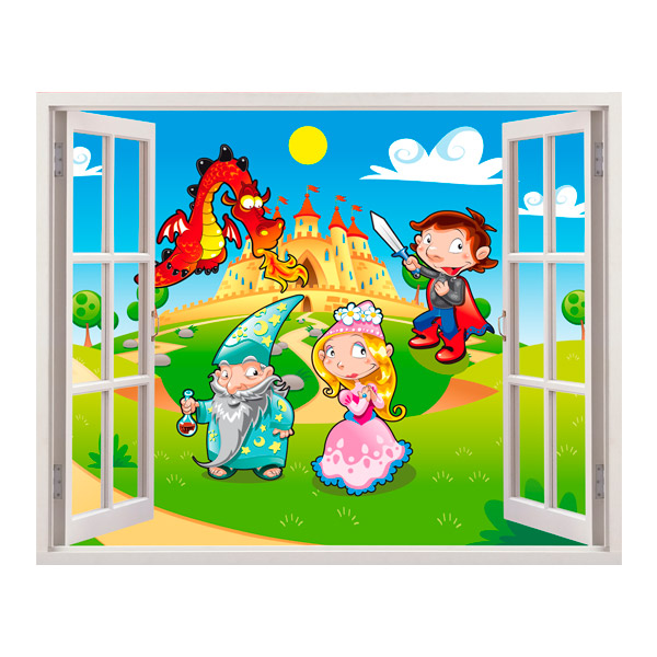 Adesivi per Bambini: Finestra Il castello del drago