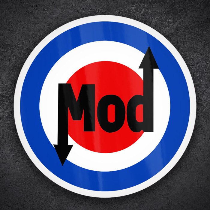 Adesivi per Auto e Moto: Emblema Mod con Frecce Stile Retrò