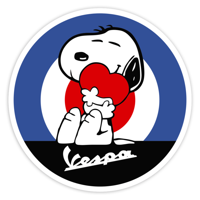 Adesivi per Auto e Moto: Snoopy Mod con Vespa e Cuore