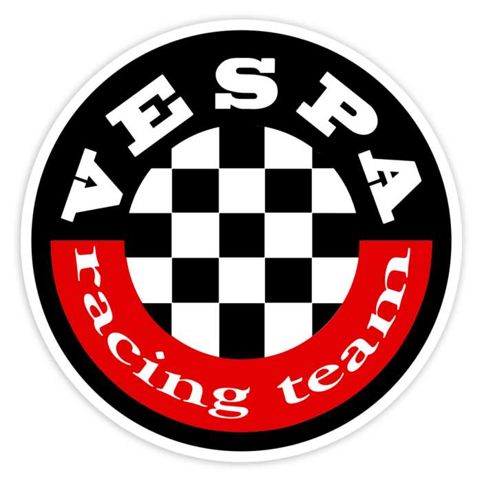 Adesivi per Auto e Moto: Vespa Racing Team con Motivo a Scacchi