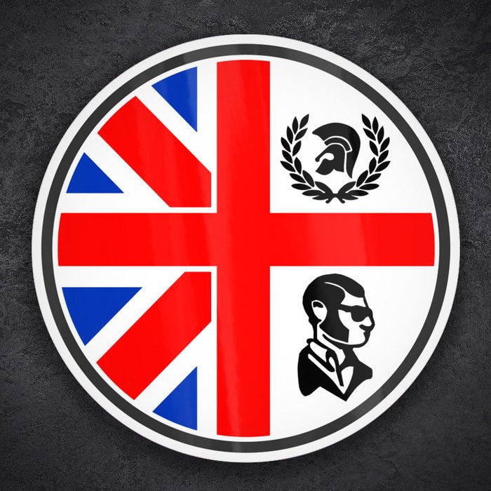 Adesivi per Auto e Moto: Emblema Skinhead UK con Croce e Trojan