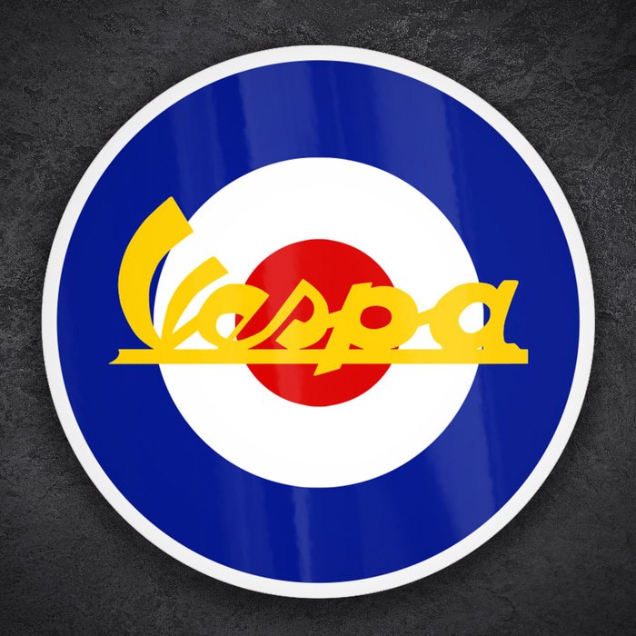 Adesivi per Auto e Moto: Emblema Mods RAF Giallo Vespa