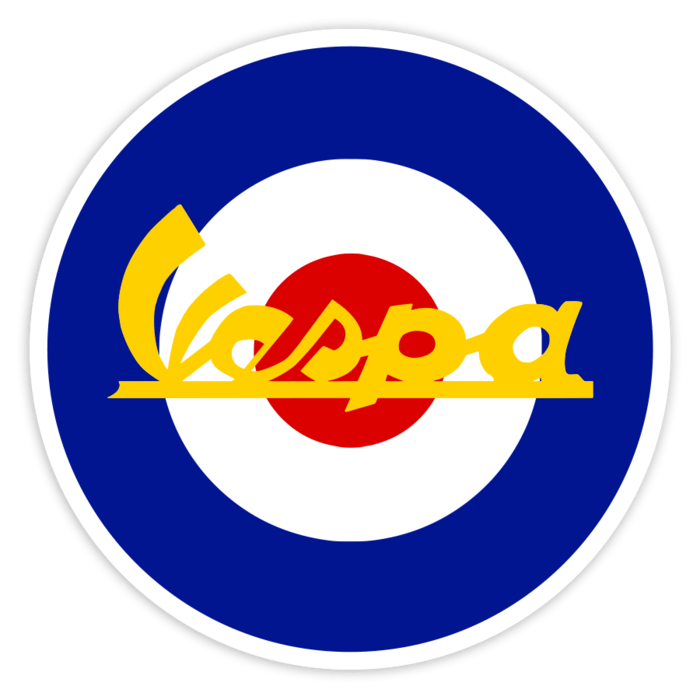 Adesivi per Auto e Moto: Emblema Mods RAF Giallo Vespa