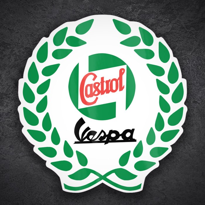 Adesivi per Auto e Moto: Castrol Vespa con Corona dAlloro