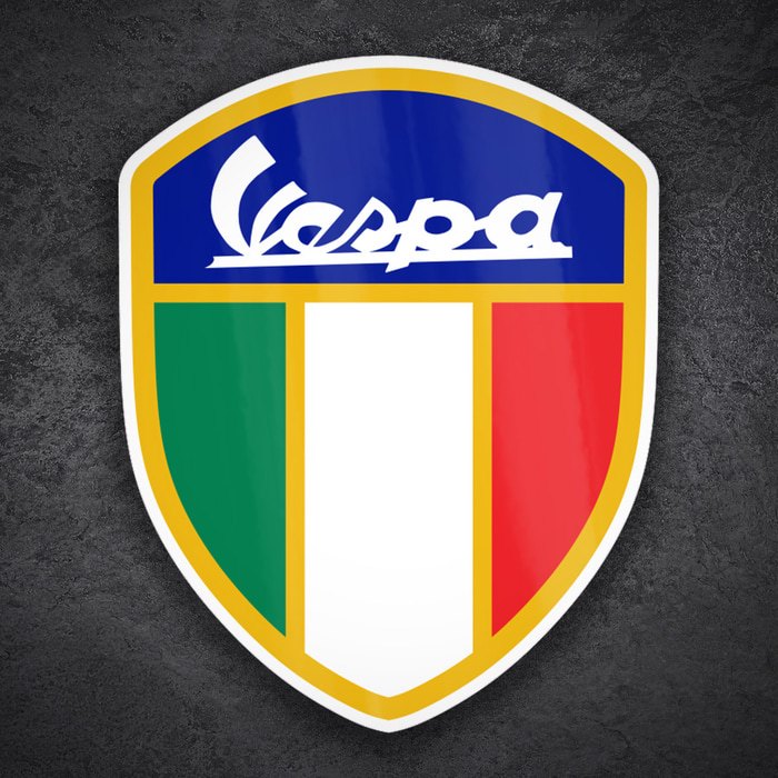 Adesivi per Auto e Moto: Stemma Vespa Classico con Bandiera Italiana