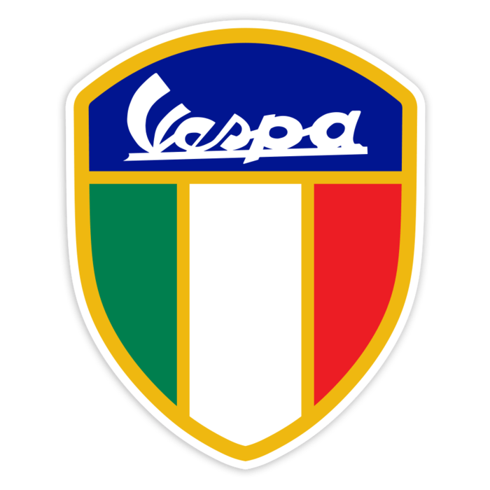 Adesivi per Auto e Moto: Stemma Vespa Classico con Bandiera Italiana
