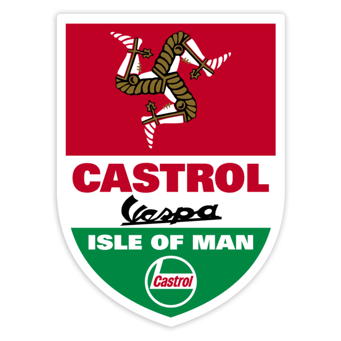Adesivi per Auto e Moto: Stemma Classico Vespa Castrol Isola di Man