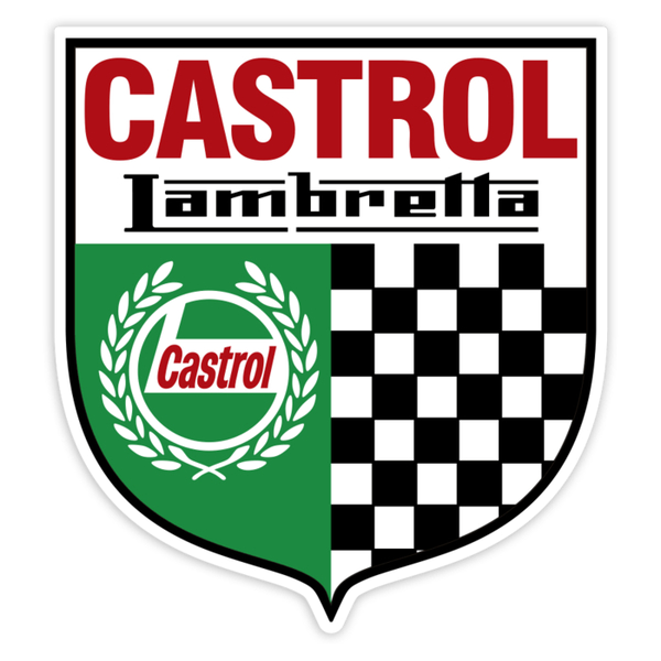 Adesivi per Auto e Moto: Stemma Lambretta Castrol con Scacchiera Racing