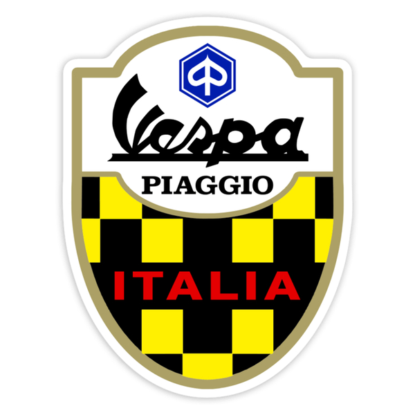 Adesivi per Auto e Moto: Stemma Piaggio Vespa Italia con Scacchiera da Gara