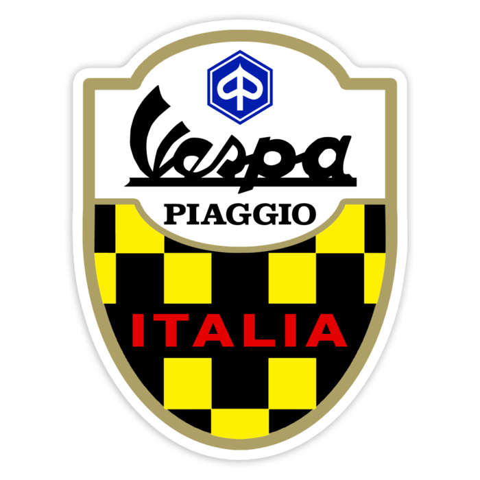 Adesivi per Auto e Moto: Stemma Piaggio Vespa Italia con Scacchiera Racing