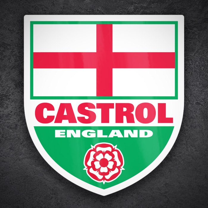 Adesivi per Auto e Moto: Stemma Castrol Inghilterra con Rosa Tudor