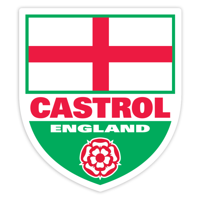 Adesivi per Auto e Moto: Stemma Castrol Inghilterra con Rosa Tudor