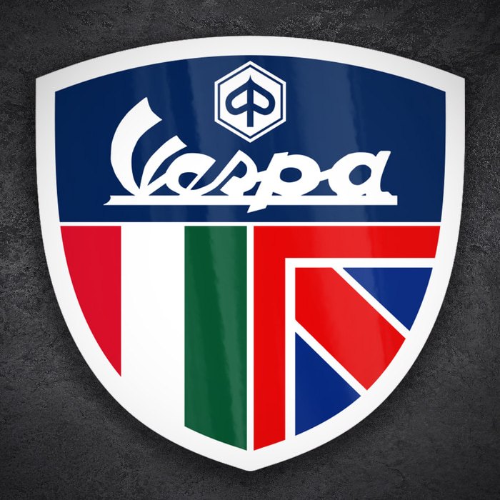 Adesivi per Auto e Moto: Emblema Vespa Italia e Regno Unito