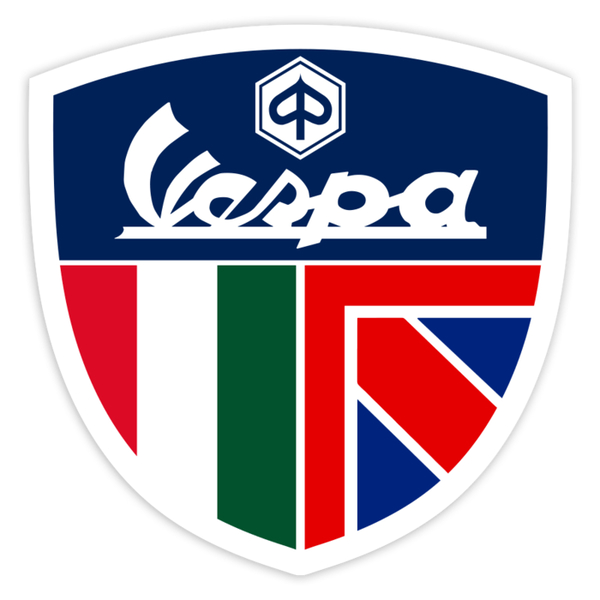 Adesivi per Auto e Moto: Emblema Vespa Italia e Regno Unito