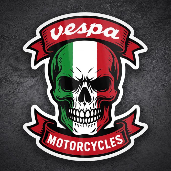 Adesivi per Auto e Moto: Teschio Vespa Italia Motorcycles