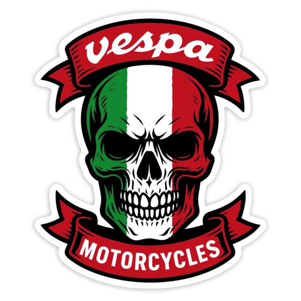 Adesivi per Auto e Moto: Teschio Vespa Italia Motorcycles