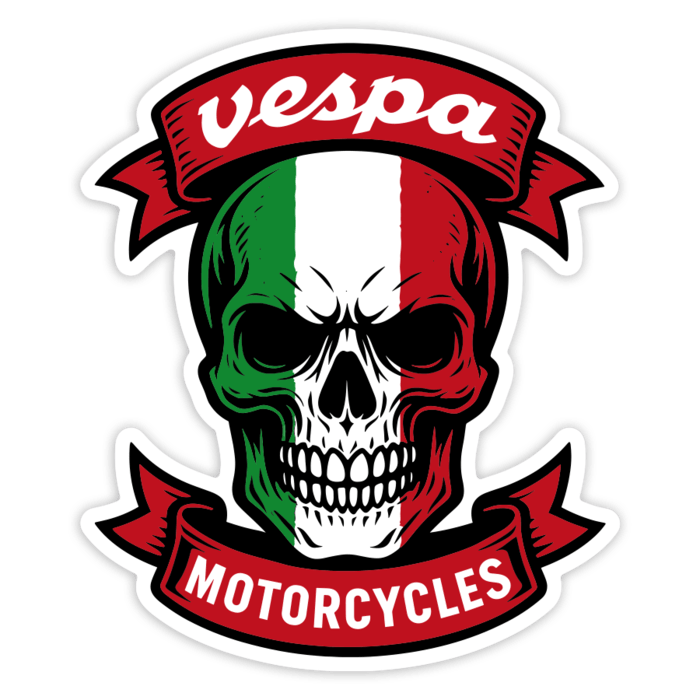 Adesivi per Auto e Moto: Teschio Vespa Italia Motorcycles