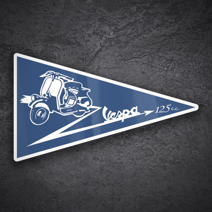 Adesivi per Auto e Moto: Emblema Vespa Blu 125 c.c. Retrò