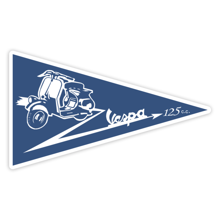 Adesivi per Auto e Moto: Emblema Vespa Blu 125 c.c. Retrò