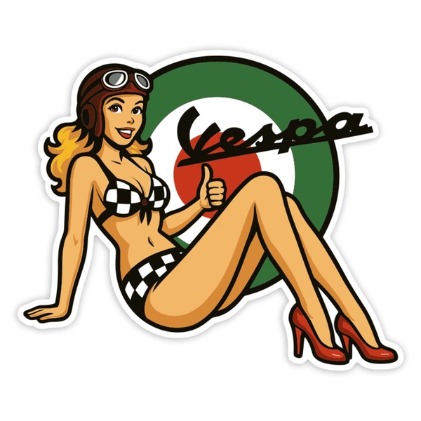 Adesivi per Auto e Moto: Ragazza Pin Up Vespa Italia