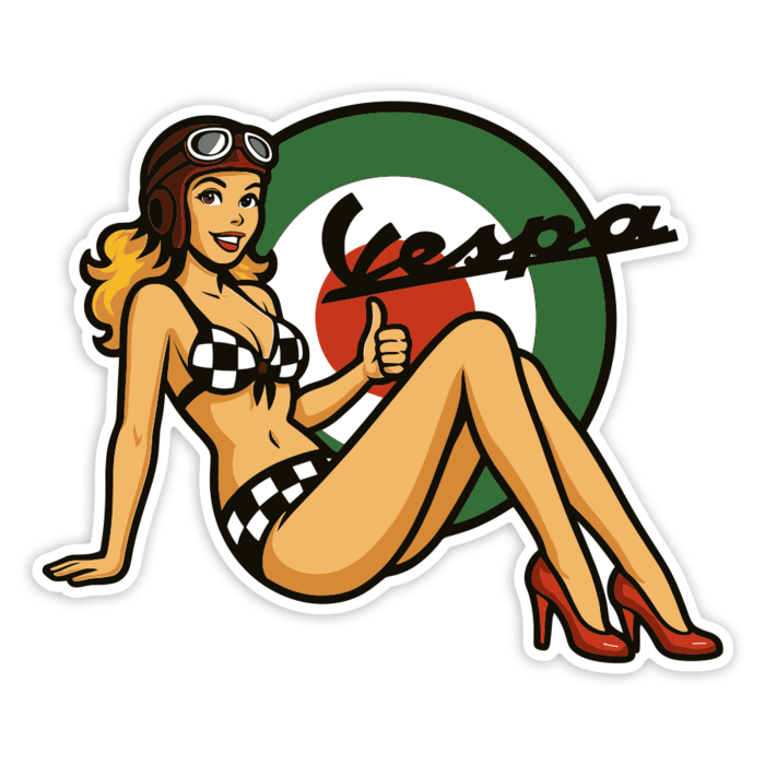 Adesivi per Auto e Moto: Ragazza Pin Up Vespa Italia
