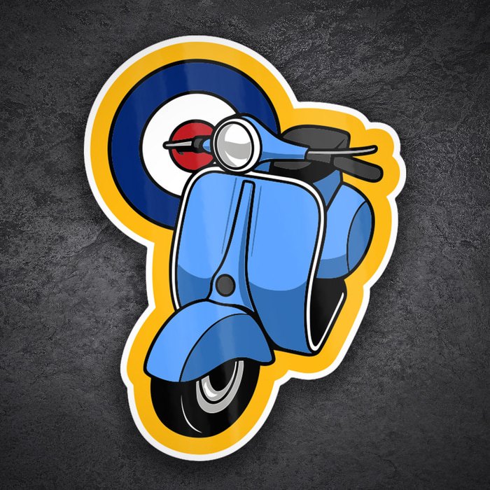 Adesivi per Auto e Moto: Scooter Classico Mod Blu